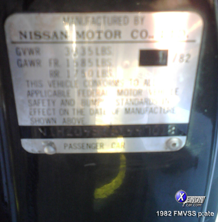 1982 FMVSS Plate